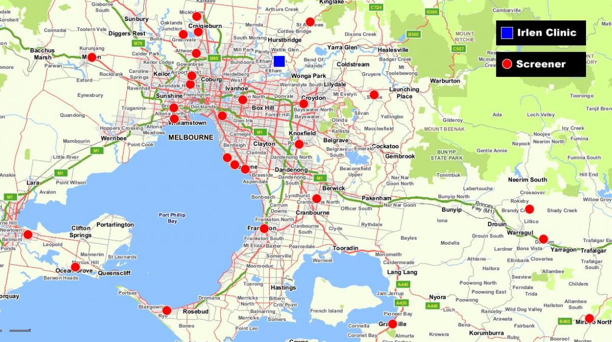 zemljevid večjo Melbourne