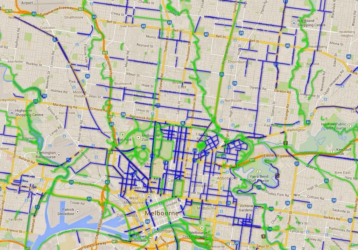 kolesarske poti Melbourne zemljevid