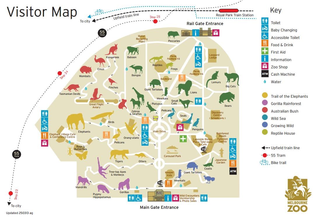 zemljevid Melbourne živalskem vrtu