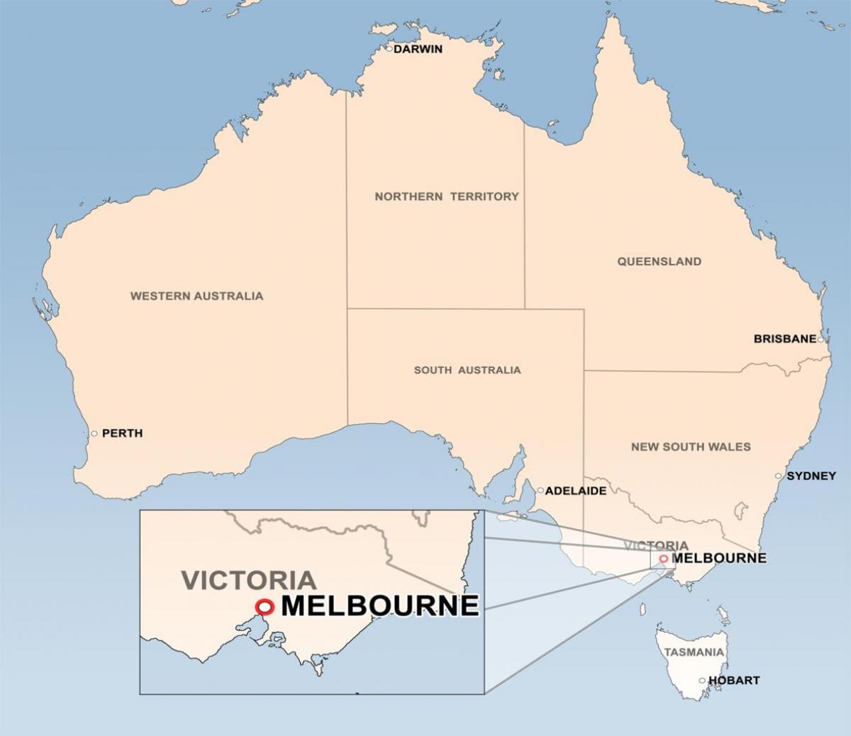 zemljevid Melbourne Avstralija