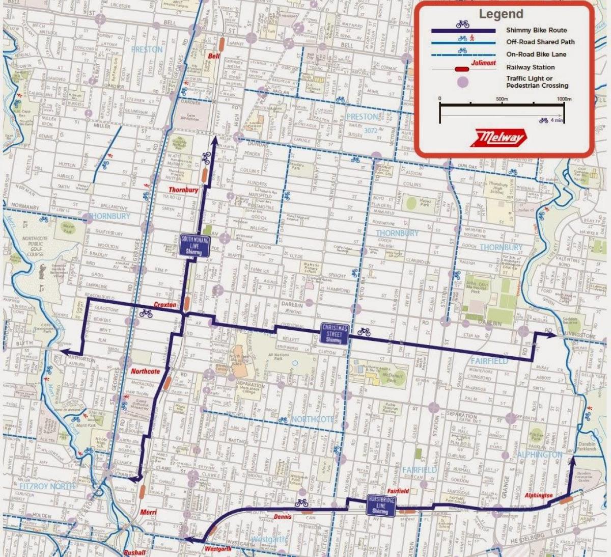 zemljevid Melbourne kolo delež