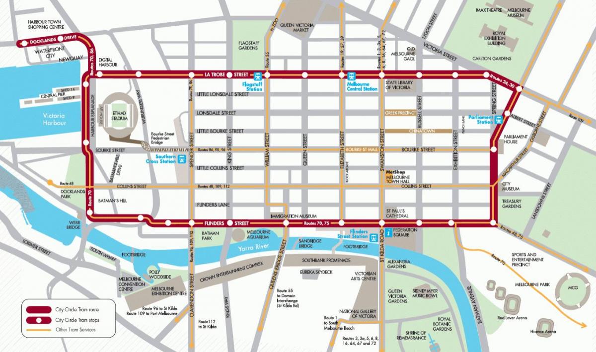 Melbourne mesto zanke vlak zemljevid