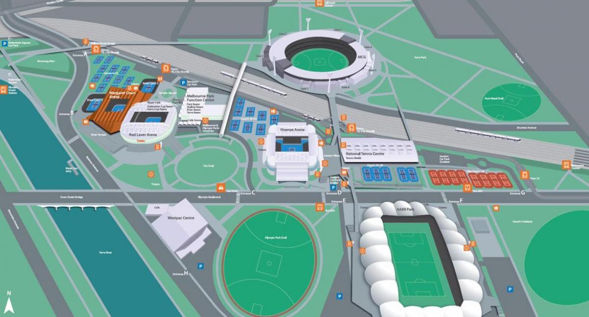 Melbourne olimpijski park zemljevid
