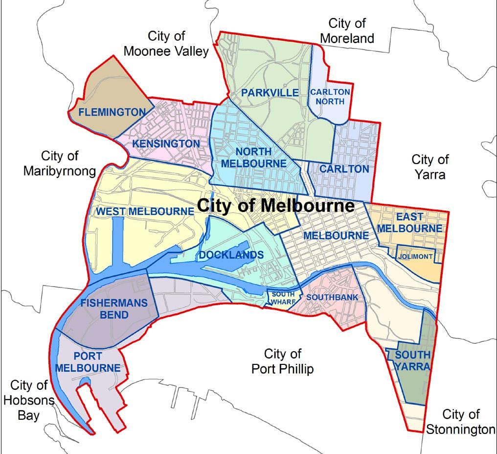 zemljevid v Melbournu in okolici