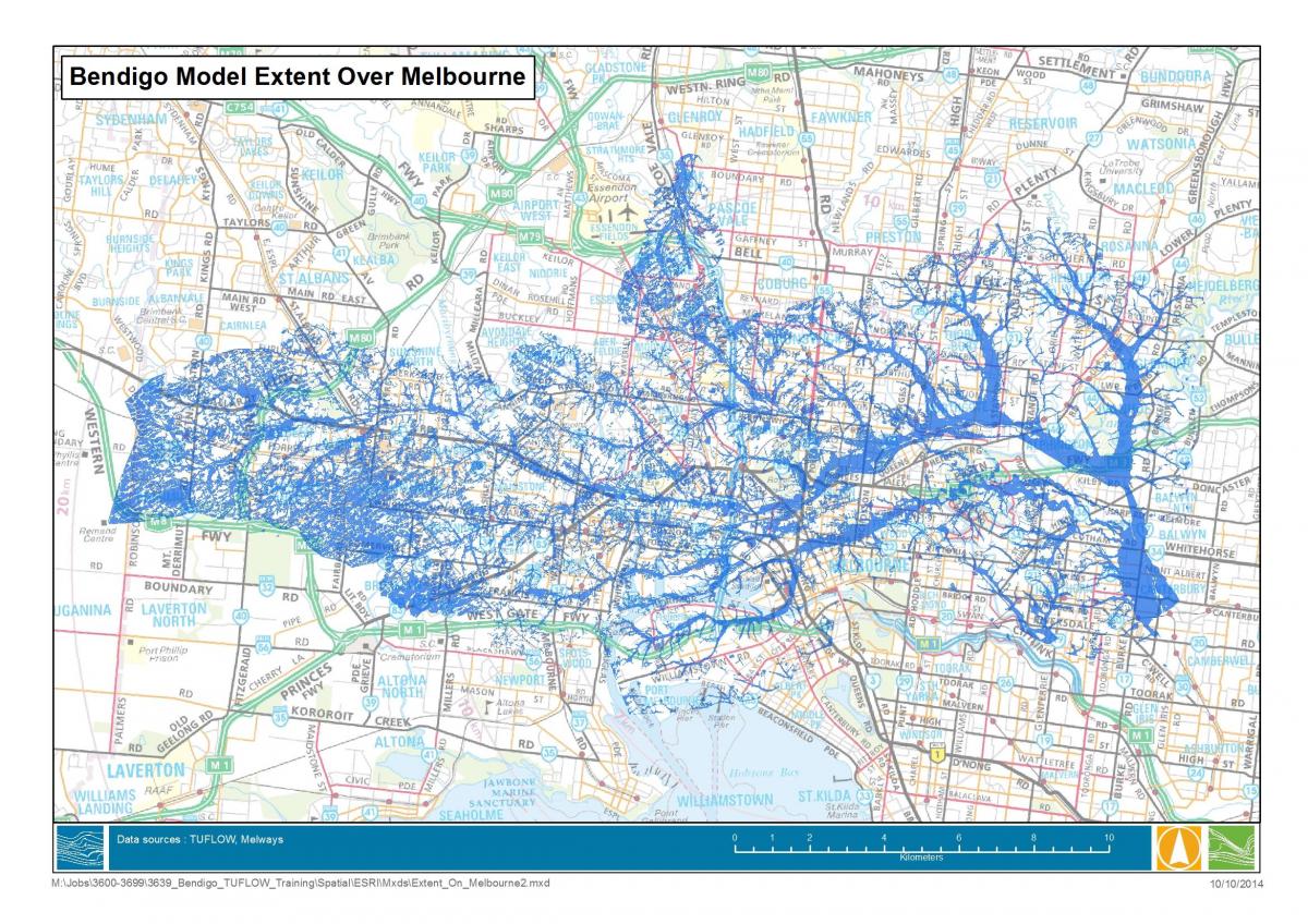 zemljevid Melbourne poplav