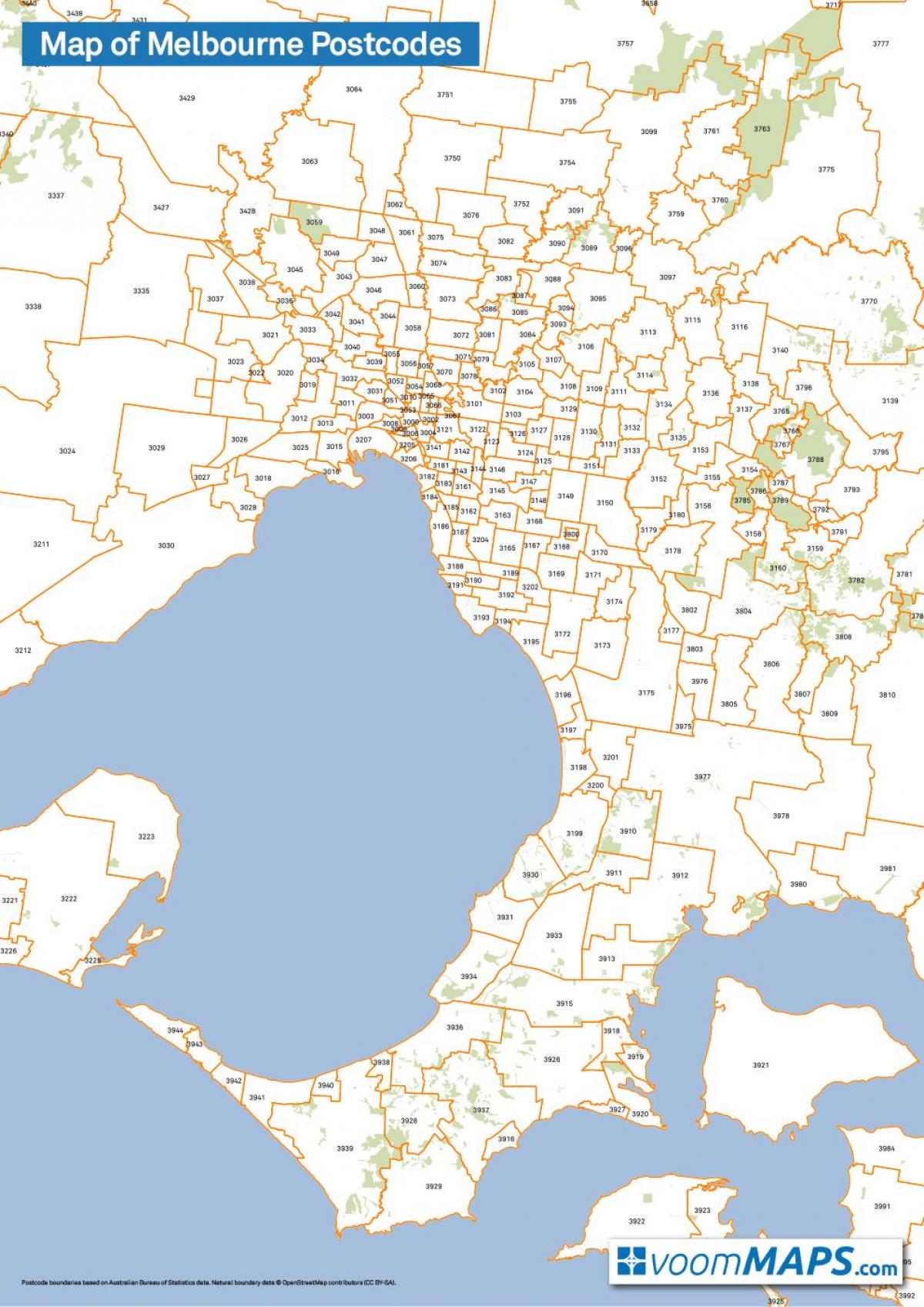 zemljevid Melbourne poštne številke