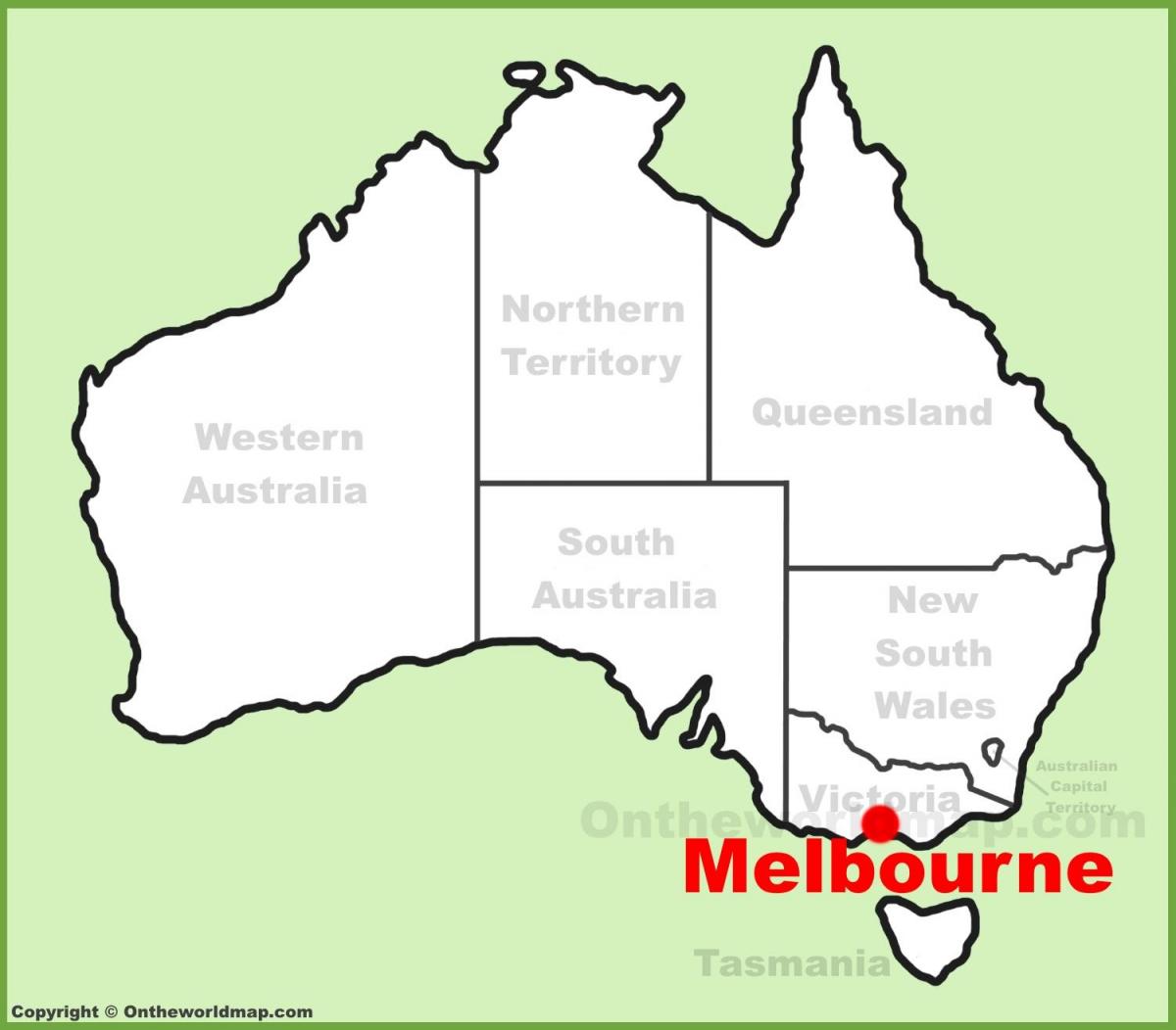 zemljevid Melbourne Avstralija