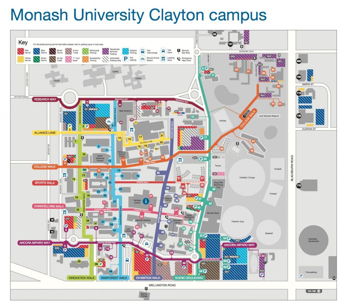 Monash university Clayton zemljevid
