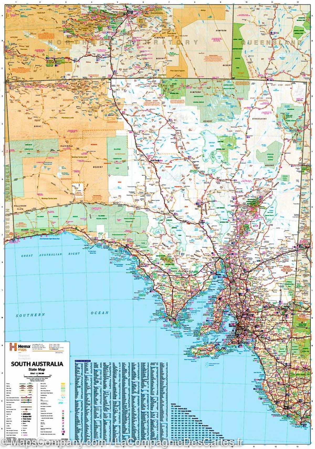 zemljevid južna Avstralija