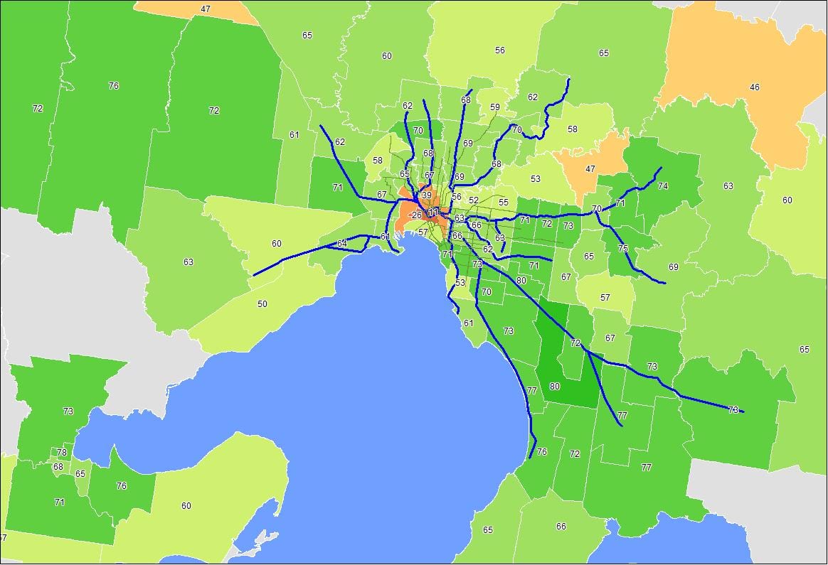 zemljevid Melbourne cbd