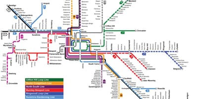 Metro zemljevid Melbourne