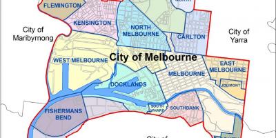 Zemljevid Melbournu in okolici predmestje